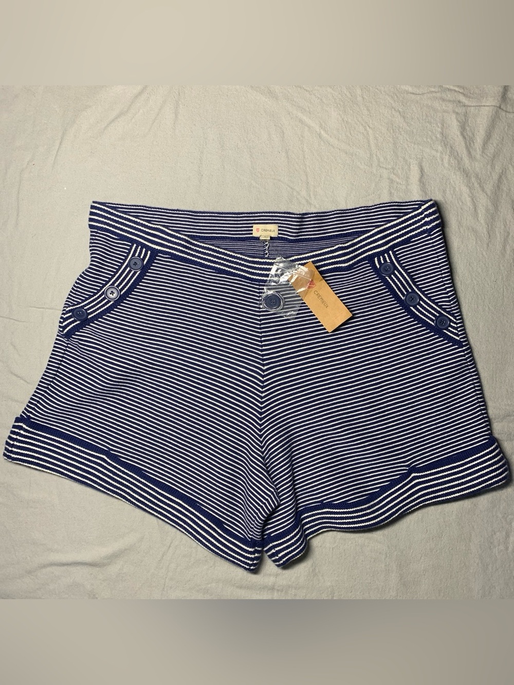 Daniel Cremieux Navy & White Striped High-Waist Shorts